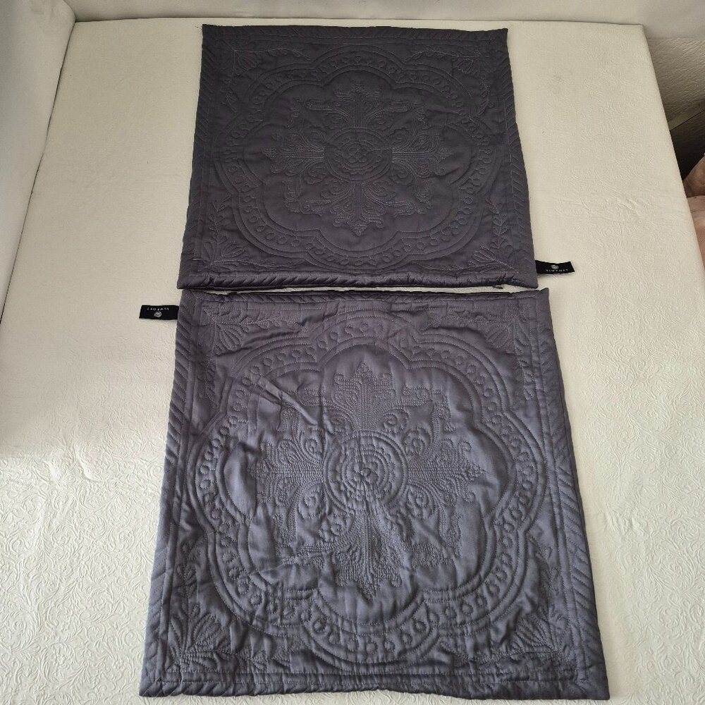 Newport 20x20 Slate Gray Stitch Medallion Boho Zipper Square Throw Pillow Covers